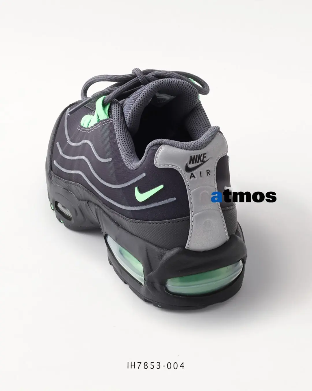 Nike Air Max 95 Black And Green Rear View With Visible Air Cushioning