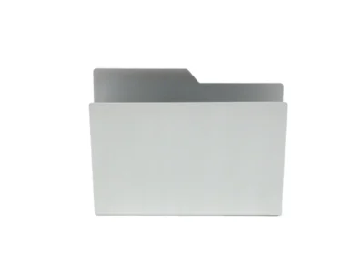Front View Of Silver Metal Desktop Folder Organizer Isolated On Black Background