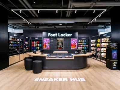 Foot Locker Sneaker Hub retail space featuring dedicated footwear and accessory section