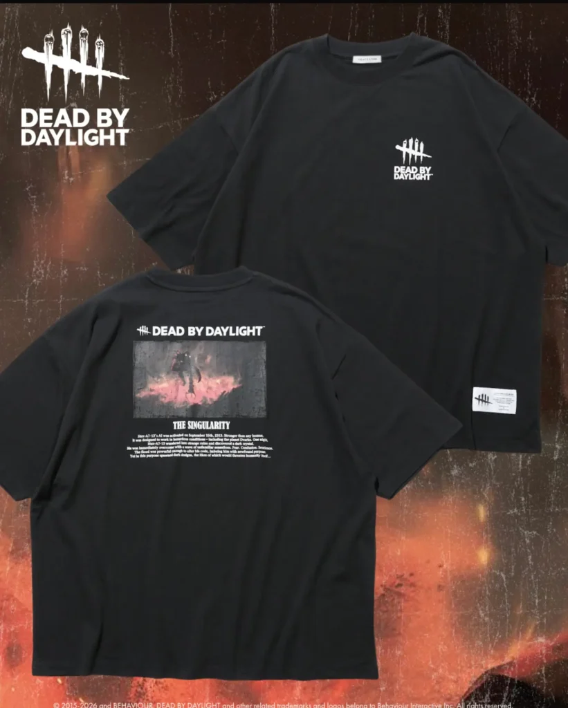 Black Dead by Daylight Tee shown front and back, featuring The Huntress graphic