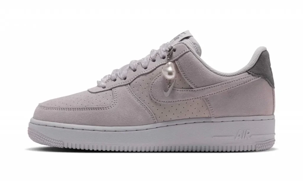 Nike Air Force 1 Pink Suede Shoe Side View