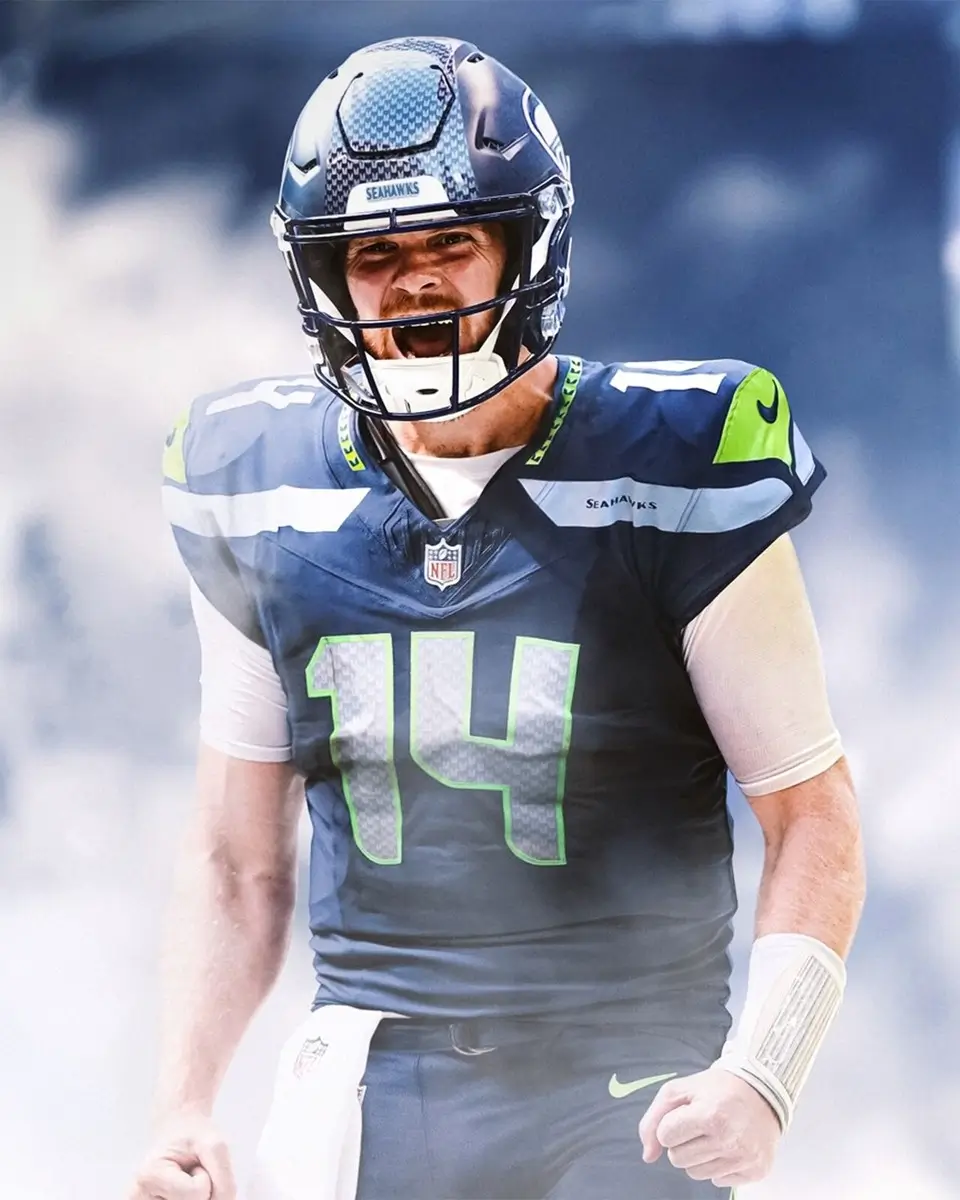 Sam Darnold In A Seattle Seahawks Number 14 Uniform