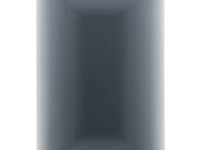Monochromatic gray painting with nested rectangular bands fading from a dark center to a pale edge