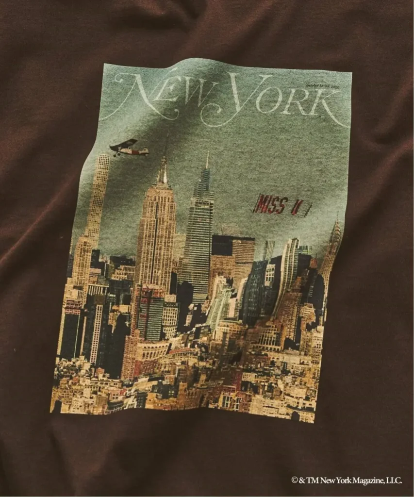 New York Magazine cover featuring a city skyline with the Empire State Building, printed on dark fabric